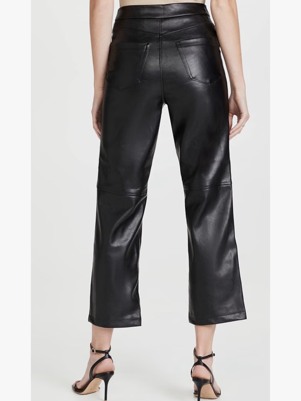Blank NYC Black Vegan Leather Cropped Wide-Leg Pants